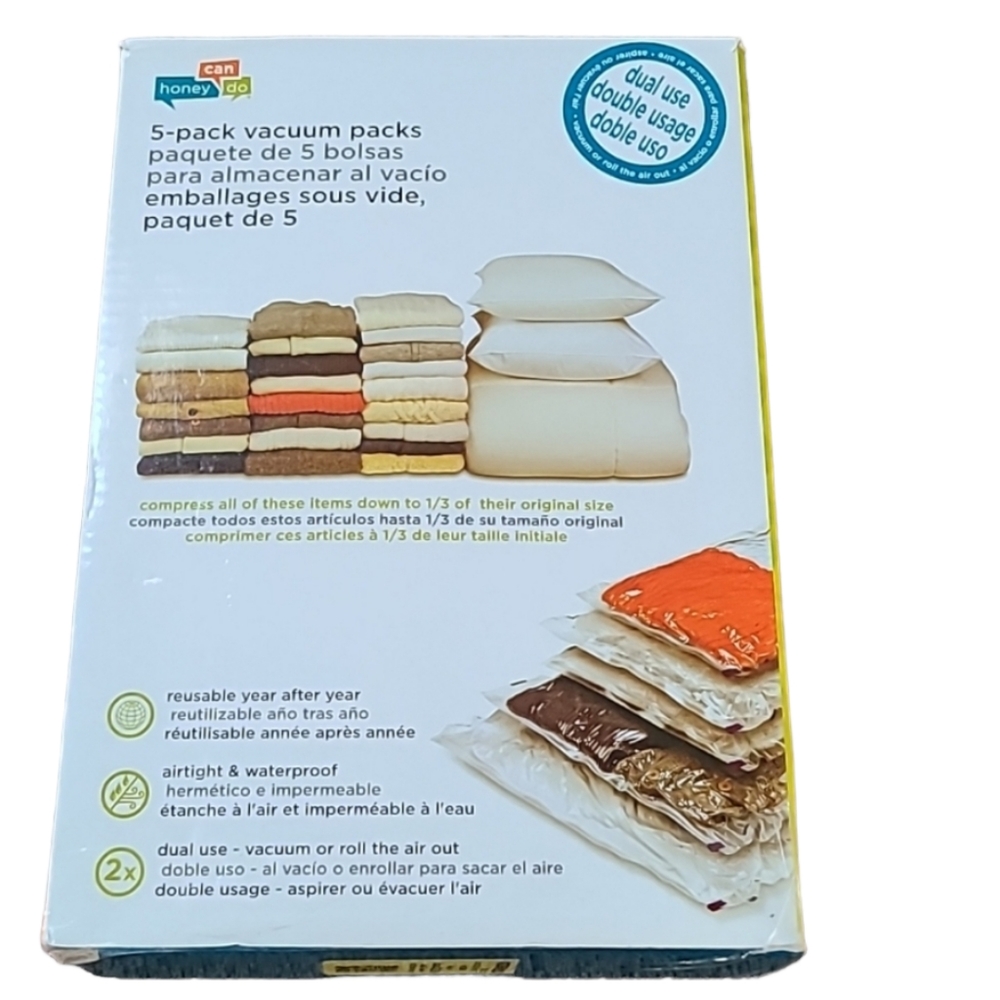 HONEY CAN DO BRAND 5-PACK REUSABLE VACUUM PACKS